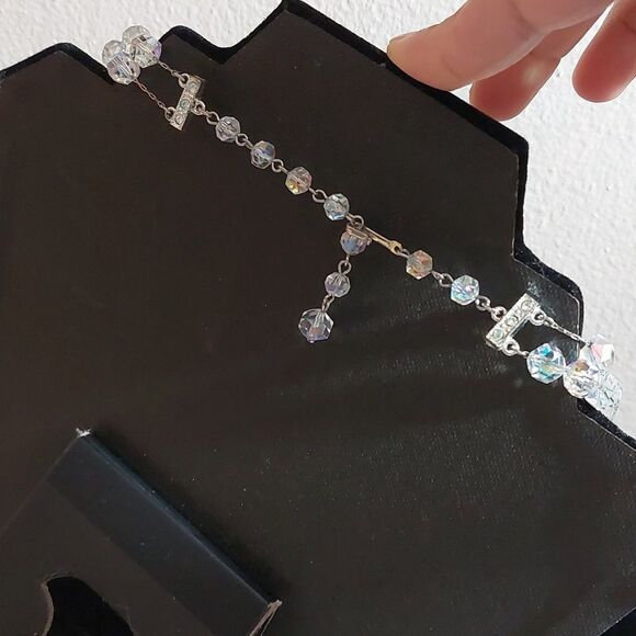 Vintage Aurora Borealis AB Glass Crystals Double Strand Glam Necklace - Picture 7 of 7